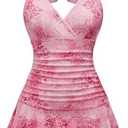 WDIRARA Women's Y2k Leopard Print Halter Dress Tie Backless Layered Ruffle Hem Mini Dresses Cheetah Mesh Dress XL