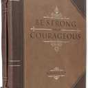Christian Art Gifts Men's Classic Bible Cover Be Strong and Courageous Joshua 1:9, Brown Faux Leather, Large