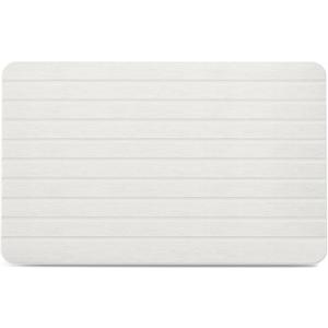 Stone Bath Mat Diatomaceous Earth Bath Mat Non-Slip Super Absorbent Bath Mats for Bathroom Quick Drying Diatomite Stone Shower Mat Large Natural Easy to Clean (23" White-stripe)