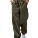 Willow Dance Wide Leg Sweatpants for Women High Waisted Baggy Joggers Elastic Loose Active Pants with Pockets Amy Green M