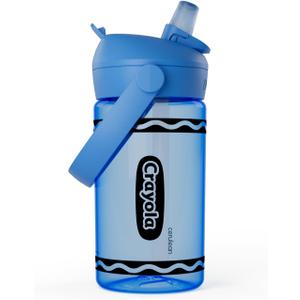 CamelBak Crayola Flip Straw Kids Water Bottle, Tritan, Spill-Proof, 14oz, Cerulean