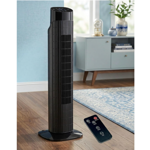 Tower Fan for Bedroom, 120° Oscillating Quiet Standing Bladeless Fan With Remote, 7.5H Timer, 3 Speeds, 3 Modes, for Room, Dorm, Office, Matte Black