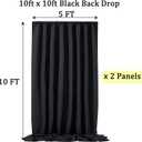 10x10 ft Black Backdrop Curtain Panels for Parties, Thick Polyester Wedding Backdrop Drapes for Birthday Photography Background Party Backdrop Home Decorations