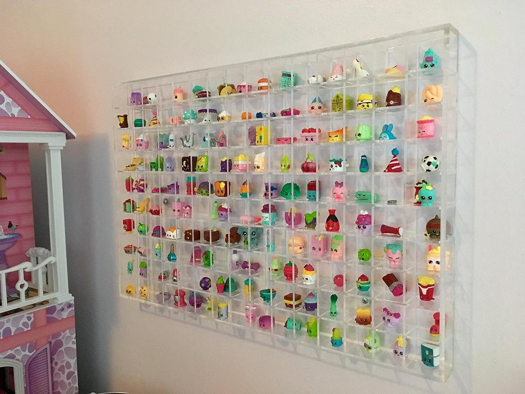 Wall Hanging Acrylic Showcase for Collectibles Large White/ 150 Openings