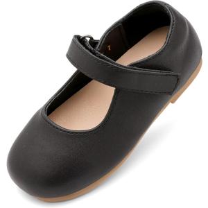 Toddler Flower Girl Dress Shoes Mary Janes Flat (Black) 5