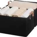 StorageWorks Fabric Storage Bins, Linen Closet Organizers, Black, 2-Pack