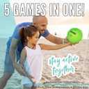 Franklin Sports Fun 5 Combo Outdoor Game Set - Backyard, Beach + Camping Games for Kids - Badminton, Volleyball, Flip Toss, Flying Disc - Horseshoes or Ring Toss,Blue Combo Set