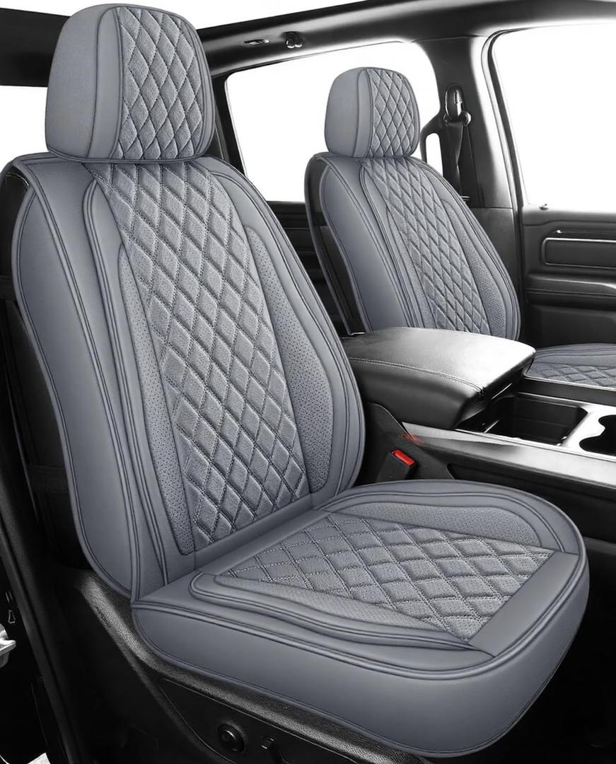 MIROZO Silverado Sierra Front Seat Covers,2PCS Truck Seat Covers Waterproof Pickup Seat Covers Compatible with 2007-2025 Chevy Silverado GMC Sierra 1500 2500HD 3500HD (Grey,2PCS Front)