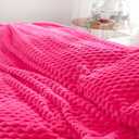 Puncuntex Hot Pink Throw Blanket 60"80" inches Fuzzy 3D Jacquard Decorative Flannel Fleece Super Soft Plush Cozy Blanket for Couch Sofa Chair Lightweight