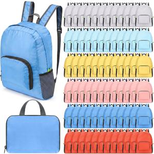 Jexine 72 Pcs Backpack Bulk 17 Inch Foldable Backpack Assorted Color Back Pack Book Bags for Outdoor Travel Zippered(6 Classic Color)