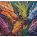 FeoYoed Tapestry Wall Hanging Aesthetic Decoration For Bedroom Living Room Wall Art Tapestries Colorful Dragons 40"x60"