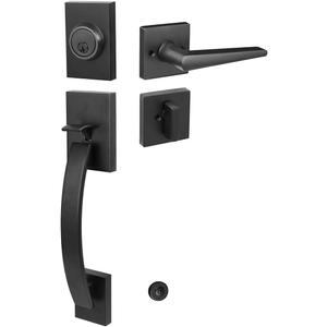 NEWBANG Matte Black Lever Handle for Single Front Door,Heavy Duty Handleset with Deadbolt for Offices or Entry Entrance, MDHST2017DB-BR