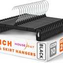 HOUSE DAY Black Pants Hangers, 25 Pack Skirt Hangers with Non-Slip Big Clips and 360 Swivel Hook, Durable Slim Plastic Pant Hanger, Space Saving Clip Hanger for Pants, Skirts, Shorts - 12 Inch