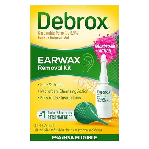 Debrox Ear Wax Removal Kit, Bulb Syringe & 0.5 Fl Oz Ear Wax Removal Drops with Carbamide Peroxide - Remove Earwax Which Can Contribute to Muffled Hearing, Ear Discomforts, and Tinnitus, Exp Date: 26/12