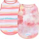 cyeollo 2pack Dog Cooling Shirt, Breathable Sleeveless Summer Clothes for Dogs, Intant Cool T Shirts for Small Dogs, Pink XL