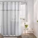 Barossa Design Grey Lace Shower Curtain Sheer -Lightweight Farmhouse French Shower Curtains with Attached Valance & Tassel for Bathroom, Rustproof Grommets, Standard Size 72 x72 (72"W x 72"L (Pack of 1))