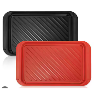 Lynzavix Black and Red Melamine Kitchen Serving Tray (2 Pack)