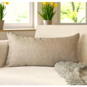 Aiking Home Woven Fine Faux Linen Throw Pillow Cover, Size 12"x24", Wheat