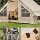Inflatable Camping Tent,2/4/6/8 Person Glamping Inflatable Tents with Awning, Quick Setup Blow Up Tents with Pump, Waterproof Oxford Inflatable House for Camping, Air Glamping Hot Tents for Adult, 4-6 Person /Beige
