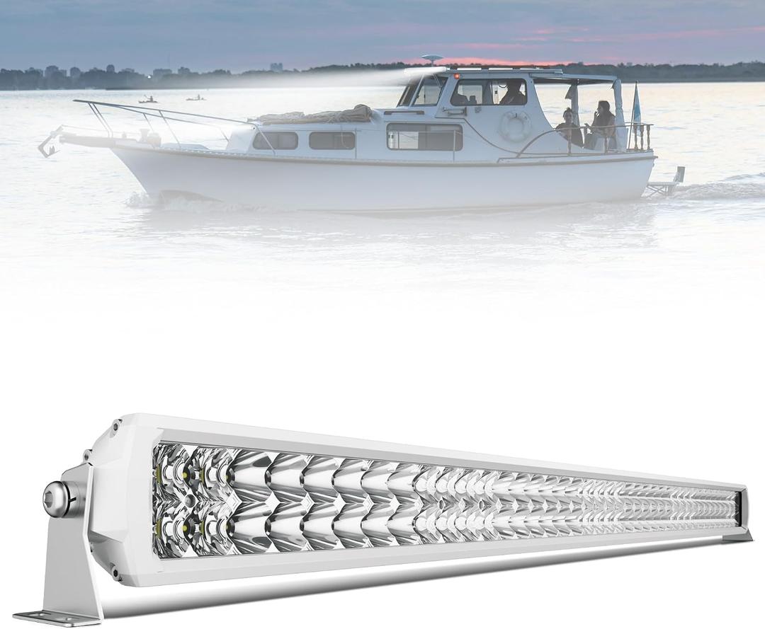 4WDKING 42 Inch LED Light bar, IP68&IP69K Waterproof Led Boat Light, White Dual Row Flood and Spot Combo Beam Off-Road Lights for Pickup 4x4 Truck ATV UTV Boat