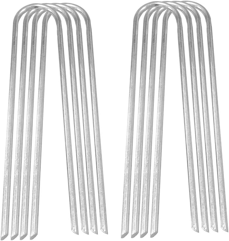 Trampoline Stakes U-Shaped Metal Football Goal Pegs Reusable Tent Ground Anchors for Football Goals Silver 8PCS,Trampolines Accessories