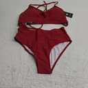 Sucrefas Women's High Waisted Bikini Set Two Piece Twist Knot Swimsuit Criss Cross Bathing Suit Burgundy S