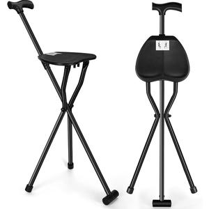 Generic AID Mate- Walking Cane with seat for Seniors, Walking Sticks, Cane with seat, Folding Canes with seat Walking Stick, Walking Sticks for Seniors, Folding Cane, Walking Canes, Metal & Black