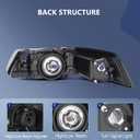 ECCPP Headlight Assembly For Ford Mustang 1999-2004 Driver and Passenger Side (Clear Lens Black Housing Clear Reflector)