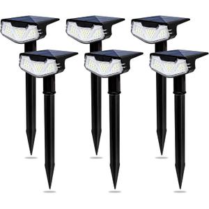 Solar Lights Outdoor Waterproof Solar Garden Light for Outside Yard Landscape Lighting Pathway Spot Lights Spotlight Wall Light Auto On/Off, Pack of 6 (Cool White)