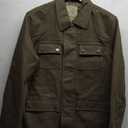 CRYSULLY Men's Casual Canvas Cotton Military Jacket Army Cargo Windbreaker Zip Front Stand Collar Jackets with Multi Pockets, L