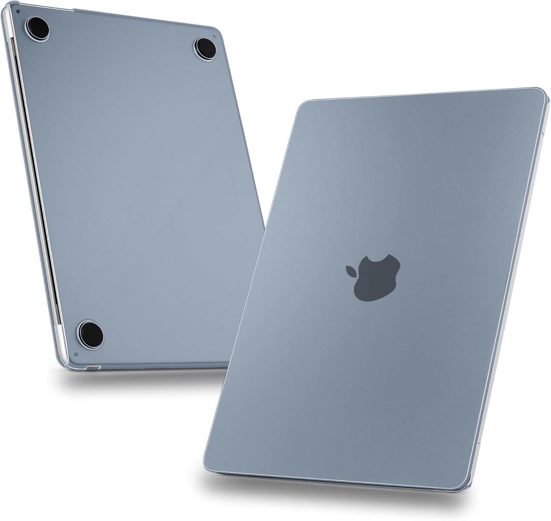 MEEgoodo for MacBook Air M4/M3/M2 13.6 inch Case 2025 2024 2022,Fit Model A3240/A3113/A2681,Flexible Plastic Case for MacBook Air 13 inch with TPU Keyboard Cover & Webcam Cover & OTG Adapter,Haze Blue