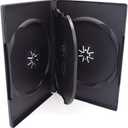 10 Pack Maxtek Standard 14mm Black Quad 4 Disc DVD Cases with Double Sided Flip Tray and Outter Clear Sleeve