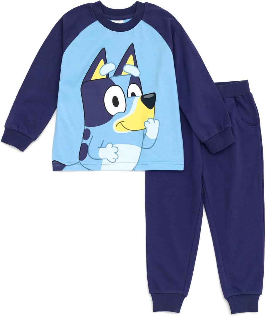 Bluey T-Shirt and French Terry Jogger Pants Outfit Set Infant to Big Kid Sizes (Size 7-8)
