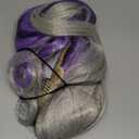 Long Curly Wavy Silver Grey to Purple Wig Side Part Natural Looking Synthetic Cosplay Wig for Women