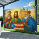 BlissYard Three Kings Day Backdrop 71 x 43 Inches Puerto Rico Banner Da de Los Reyes Wall Hanging Religious Epiphany Three Wise Men Tapestry for Home Church Holiday Decor Banner