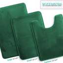 Clara Clark 3 Piece Bathroom Rugs Bath Mat Set, Velvet Memory Foam Bath Mats for Bathroom - Non-Slip, PVC Backing Bath Rugs, Washable - Dries Quickly, Green