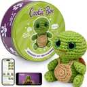 Cookie Box Crochet Kit for Beginners - Learn to Craft Amigurumi Stuffed Animals - Knitting Gift for Kids and Adults - Beginner-Friendly Yarn - Stitch-by-Stitch Video Tutorial - Turtle Hugo (Green)