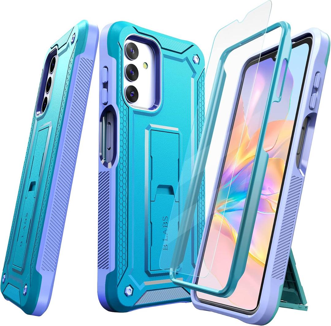 for Samsung Galaxy A13 5G Phone Case [Mili-Grade Shockproof] [1X Separate Screen Protector] with Kickstand Case Matte Textured Full Heavy Duty Shockproof TPU Bumper Anti-Scratch A13 Case, Blue