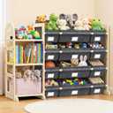 Toy Storage Organizer with 3 Shelves and 12 Bins, Bookshelf/Bookcase, Kids Bin Shelf, Toys Box for Playroom Organization for Bedroom & Room