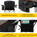 FAIR WIND Oversized Padded Camping Chair with Footrest Stool Heavy Duty Cooler Bag Chair for Fishing, Tailgating, Sports Games, Backyard - Support 300 LBS Blue