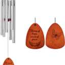 Inspirational Wind Chimes for Outside Deep Tone Chimes with Wooden Sail | Outdoor Hanging Decor for Patio & Garden | Unique Designs, Healing Gift of Peace & Comfort (Silver, 32 Inch)