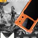 Lanhiem for iPhone 17 Pro Max Metal Case with Kickstand, Compatible with MagSafe, Built in Tempered Glass Screen Protector, Heavy Duty Shockproof Rugged Full Body Tough Phone Cover 6.9" (Orange)