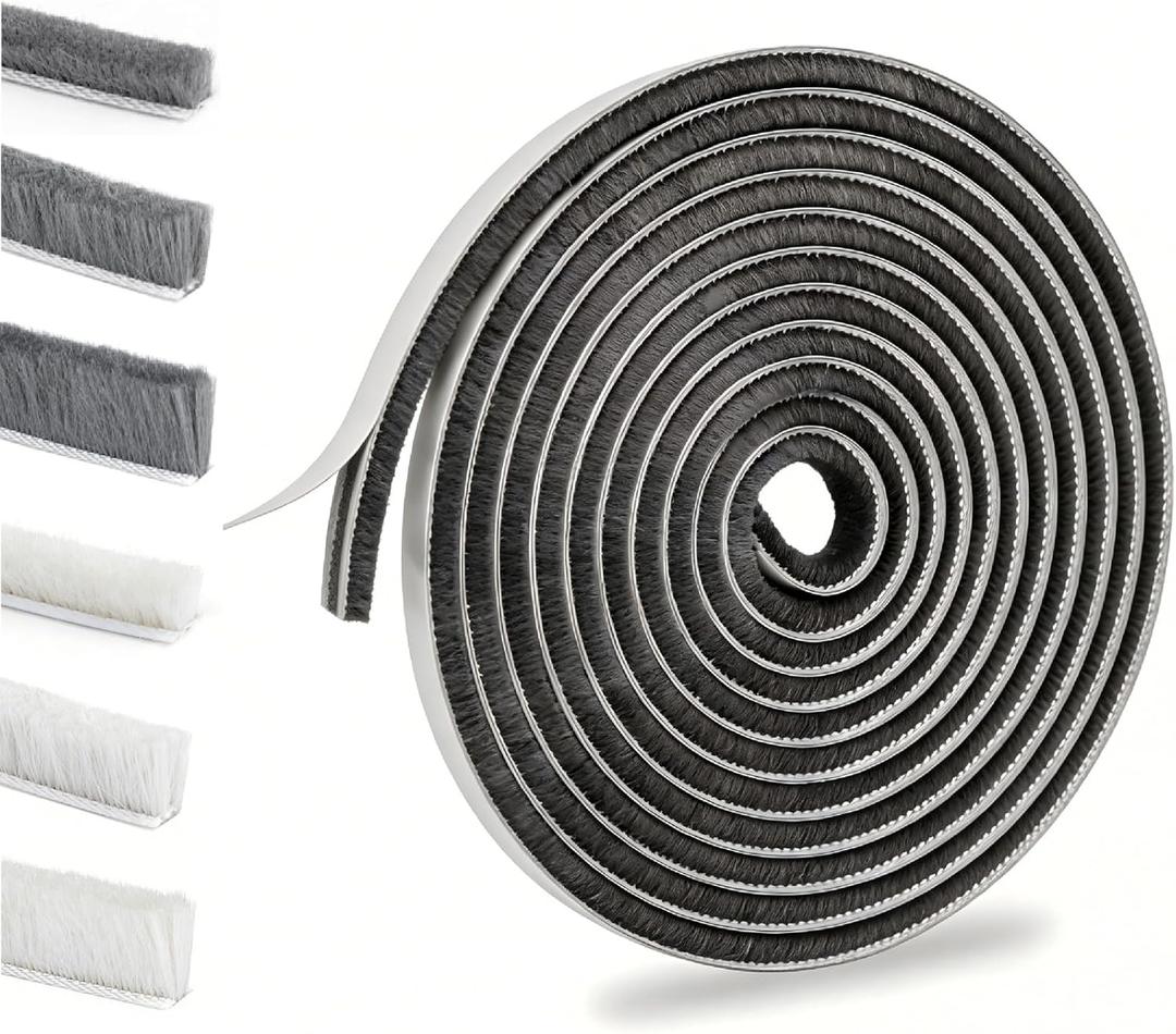Bruiefpap 39.4FT Weather Stripping for Doors and Windows, Self-Adhesive Soundproofing Door Seal, Door Insulation for Sliding, Exterior, Frames and Front, 0.35'' Wide x 0.35'' Thick, Grey