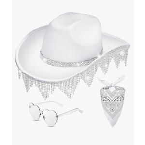 Hercicy Rhinestone Cowboy Hat for Women Men Glitter Western Cowgirl Hat Halloween Costume, Cosplay, Concert, Party