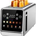 Toaster 4 Slice Long Slot with Digital Touchscreen & 1-Touch Memory for Family | Stainless Steel for Bagels & Artisan Bread | Defrost Reheat & Single-Slice Modes
