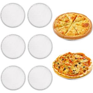 BUWUSMU 8 Pcs 8 Inch Pizza Pan with Holes Aluminum Mesh Pizza Screen Seamless Round Mesh Pizza Tray for Oven Nonstick Baking Pizza Sheet for Home Kitchen Bakery Restaurant BBQ Party Cookware Supplies (Sliver)