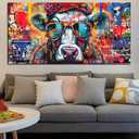 Zoyotago Large Canvas Wall Art Banksy Graffiti Canvas Prints Funny Highland Cow Picture Ready to Hang for Living Room Bedroom Modern Home Decor Size 30x60