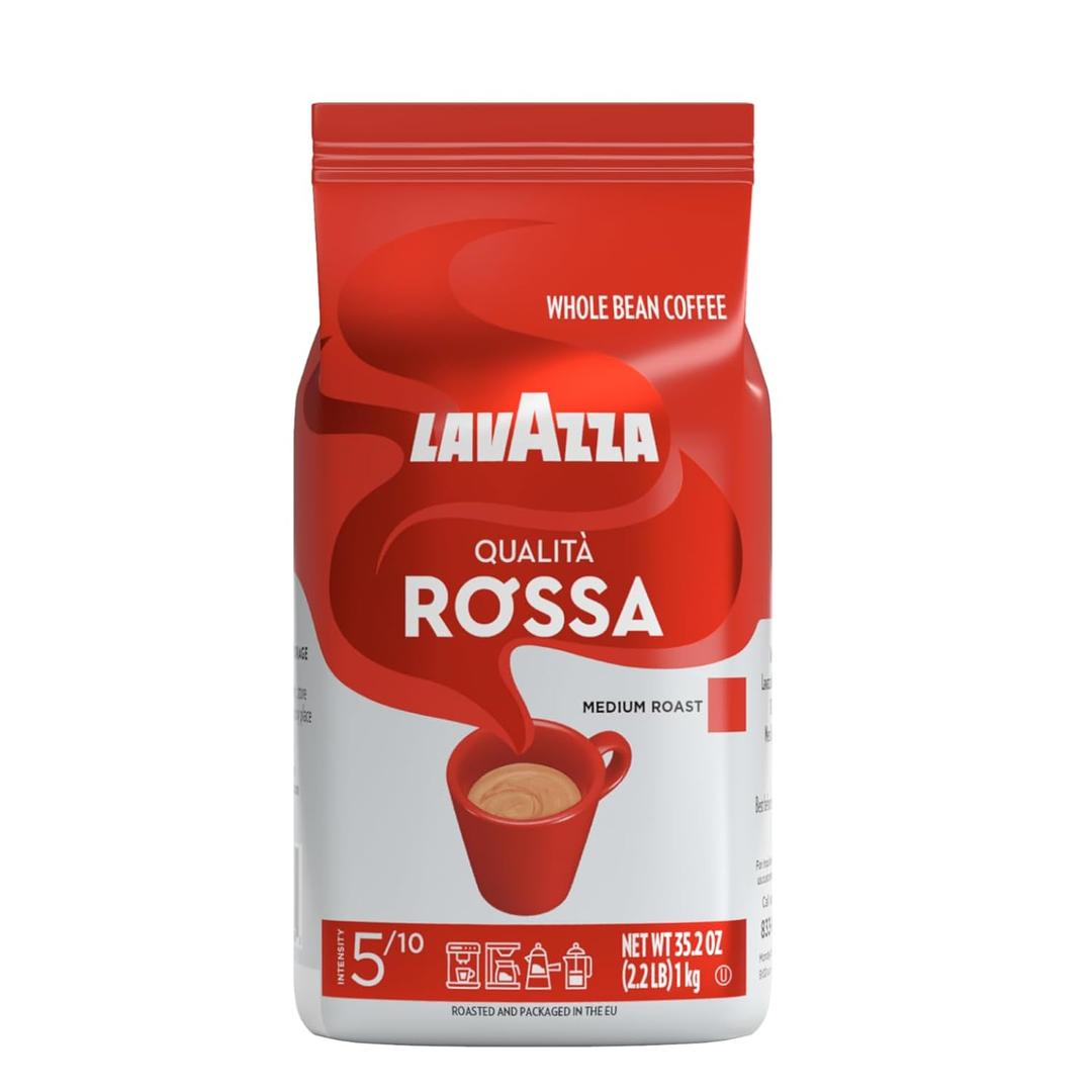 Lavazza Qualit Rossa Whole Bean Coffee, Medium Roast, Arabica and Robusta Blend, 2.2 lb Bag (Pack of 1) (EXP 08/26/26)