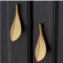 6pcs Solid Brass Cabinet Knobs,Leaf Shape Furniture Handles Pulls for Door,Kitchen Drawer,Dresser Drawer