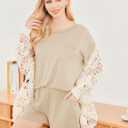 Ekouaer Women's 2 Piece Pajama Sets Short Sleeve Lounge Sets Soft Round Neck Top and Shorts Sleepwear (S)